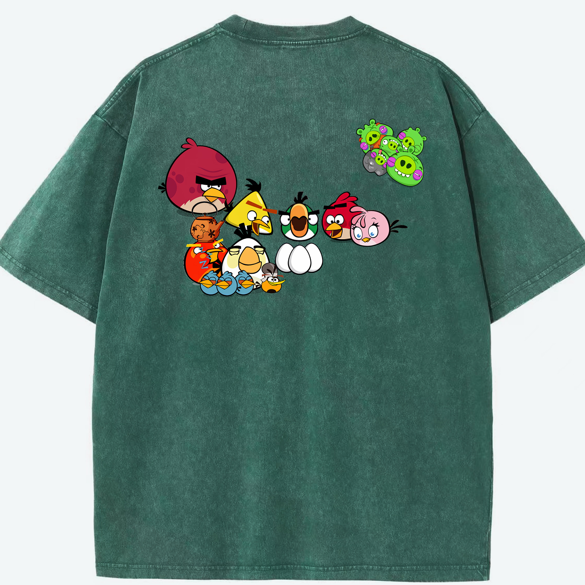 （画像用） Angry Birds アングリーバード 綿100% ヴィンテージ風 半袖Tシャツ（背面プリント）